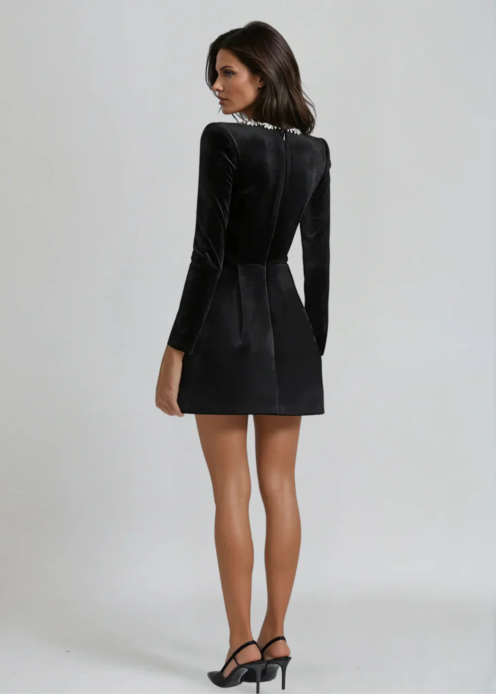 Yza | Samt-Minikleid mit Verzierungen