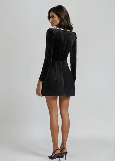 Yza | Samt-Minikleid mit Verzierungen