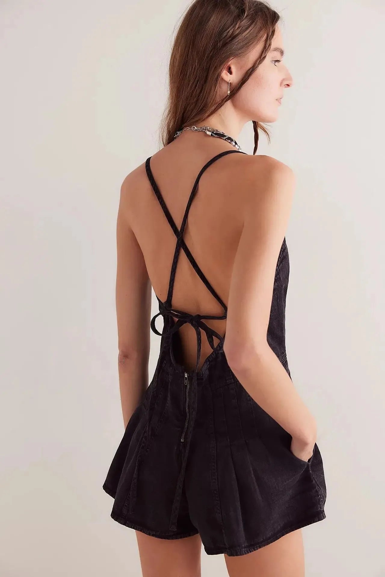 Monroe denim-romper