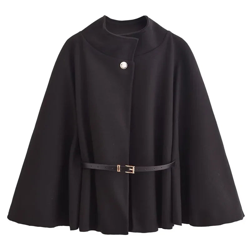 Hochkragen Cape Mantel