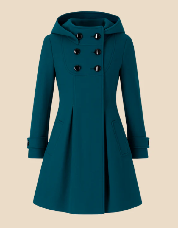 Elara | Zweireihiger Mantel mit Kapuze