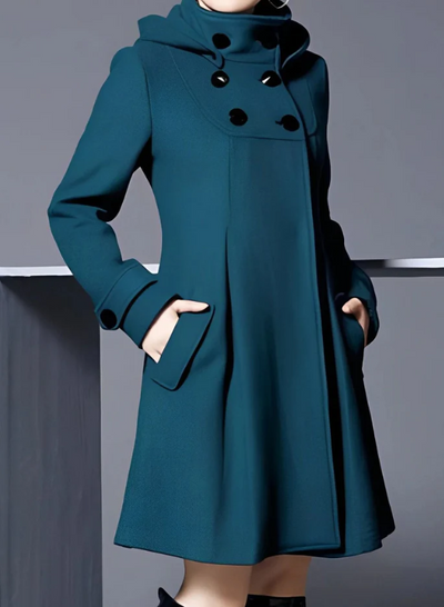 Elara | Zweireihiger Mantel mit Kapuze