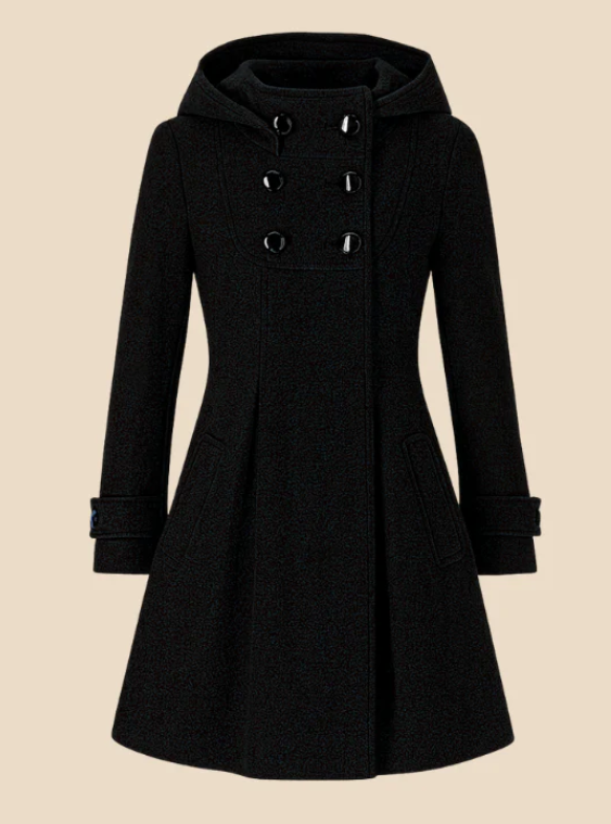 Elara | Zweireihiger Mantel mit Kapuze