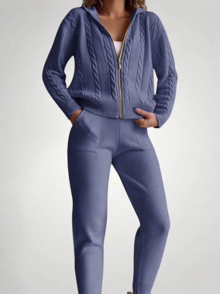 Eleganter Jacquard Pullover Cardigan mit Twist