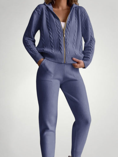 Eleganter Jacquard Pullover Cardigan mit Twist