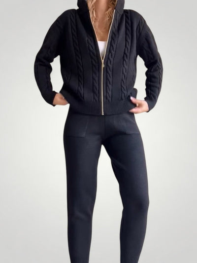 Eleganter Jacquard Pullover Cardigan mit Twist