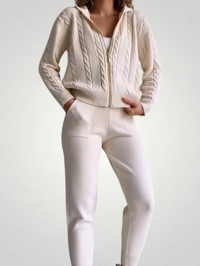 Eleganter Jacquard Pullover Cardigan mit Twist