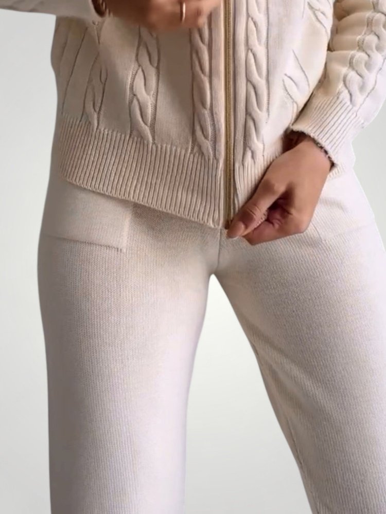 Eleganter Jacquard Pullover Cardigan mit Twist