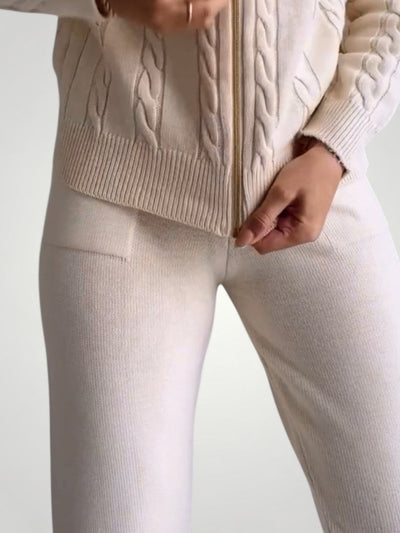 Eleganter Jacquard Pullover Cardigan mit Twist