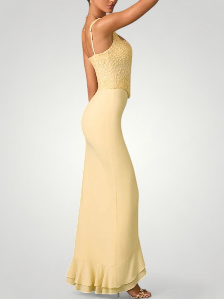 Elegantes Rüschendress mit Rückenausschnitt für Sommerpartys