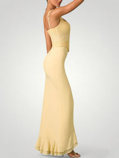 Elegantes Rüschendress mit Rückenausschnitt für Sommerpartys