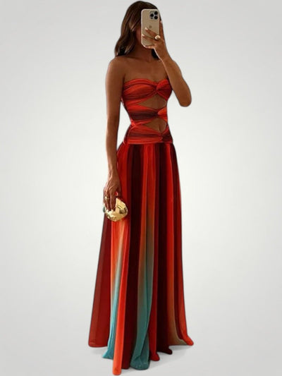 Maxikleid Sommer mit Trägerlosem Herz-Ausschnitt