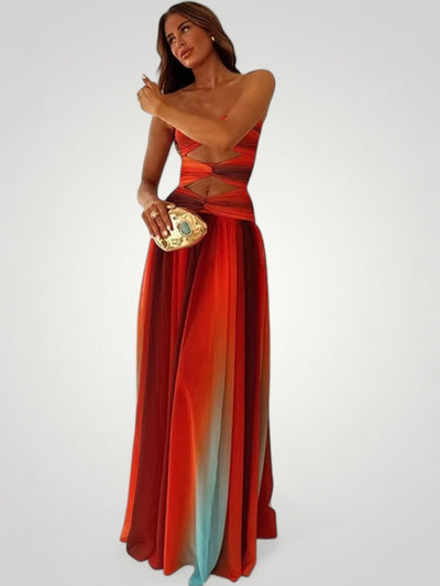 Maxikleid Sommer mit Trägerlosem Herz-Ausschnitt