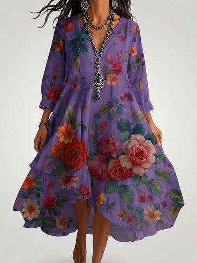 Maxikleid Sommer mit Vintage Blumenmuster