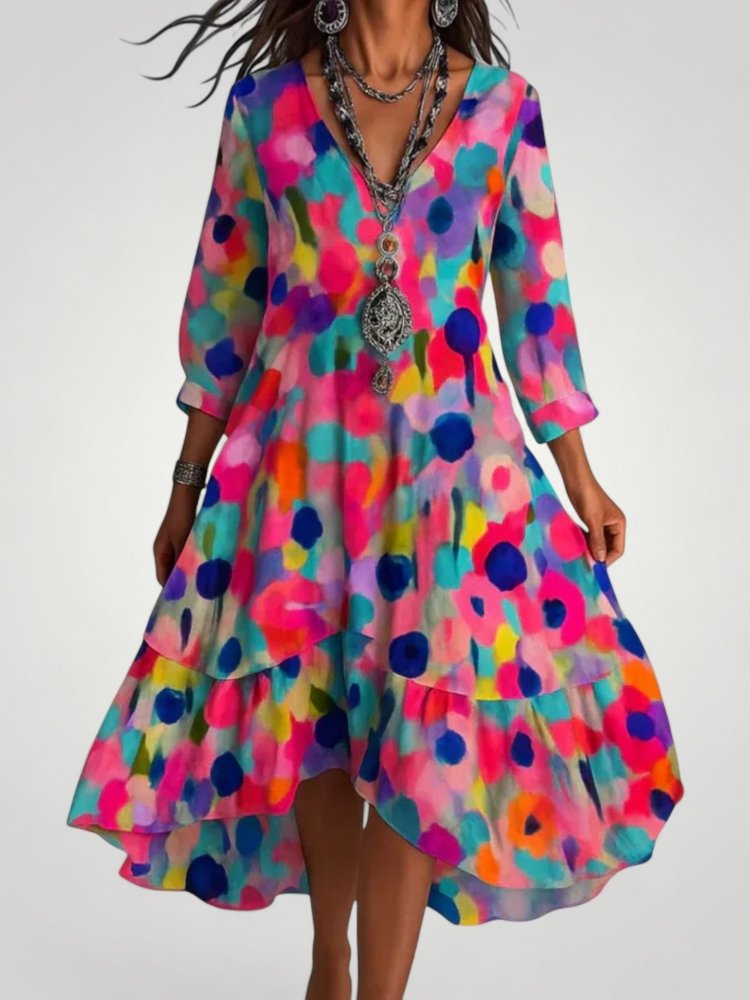 Maxikleid Sommer mit Vintage Blumenmuster