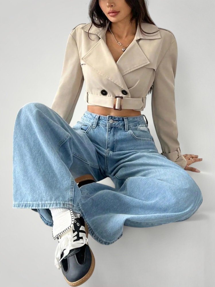 Vintage Cropped Trenchjacke Damen mit Stil