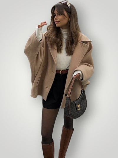 Wollmantel für Damen in Beige mit elegantem Schnitt